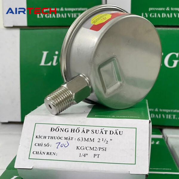 LG63P700-R2 Đồng hồ đo áp suất dầu LiGi mặt 63 mm chân đứng