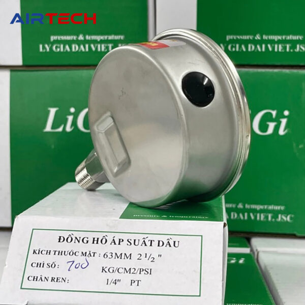 LG63P700-R3 Đồng hồ đo áp suất dầu LiGi mặt 63 mm chân đứng