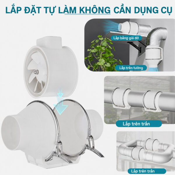 Quạt Nối Ống HF - Tự lắp đặt Quạt Thông Gió Nối Ống HF Series