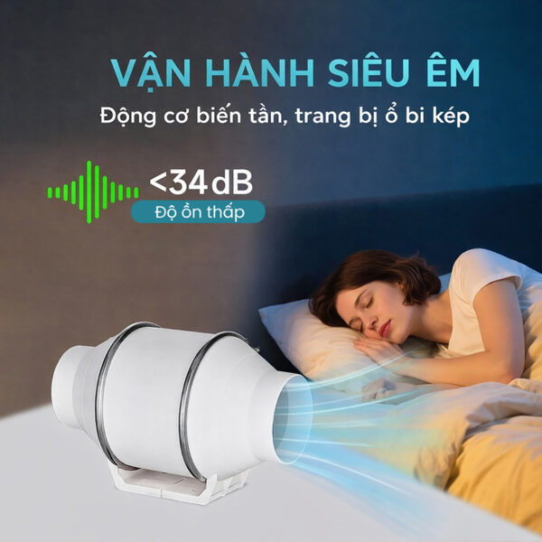 Quạt Nối Ống HF - Vận hành êm ái Quạt Thông Gió Nối Ống HF Series