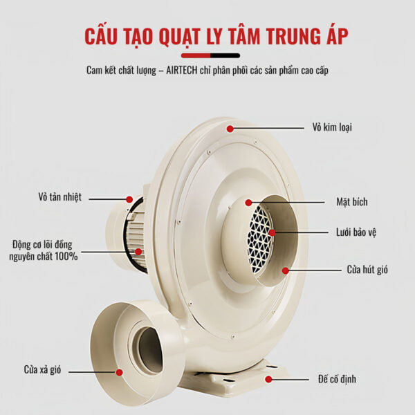 Quạt Ly Tâm Thổi Khí TZY - Cấu tạo Quạt Ly Tâm Thổi Khí TZY Series